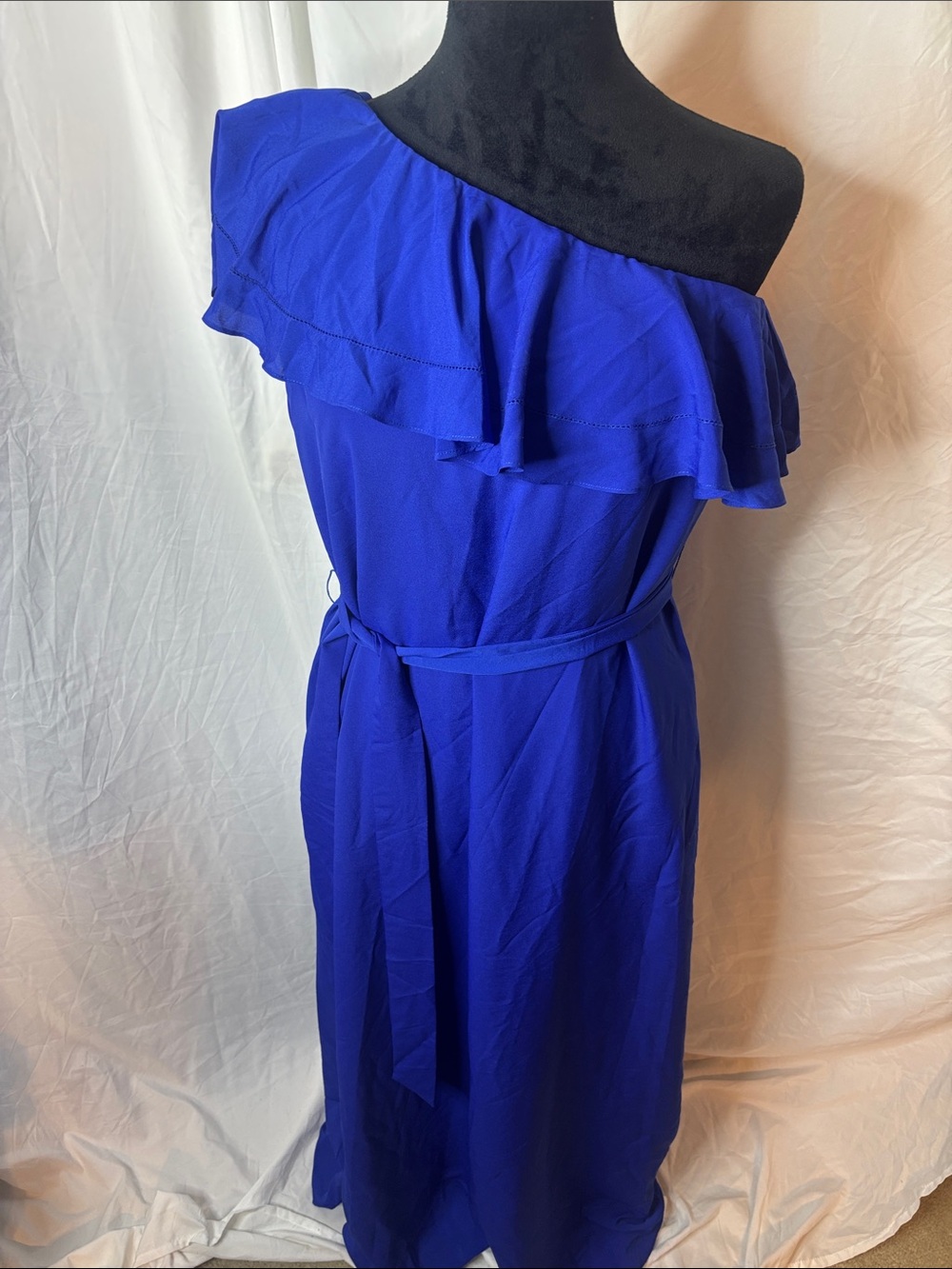 Banana Republic One-Shoulder Royal Blue Ruffle Dress